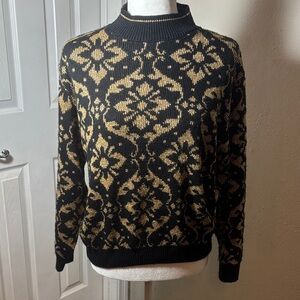Alfred Dunner Vintage Black and Gold Sweater